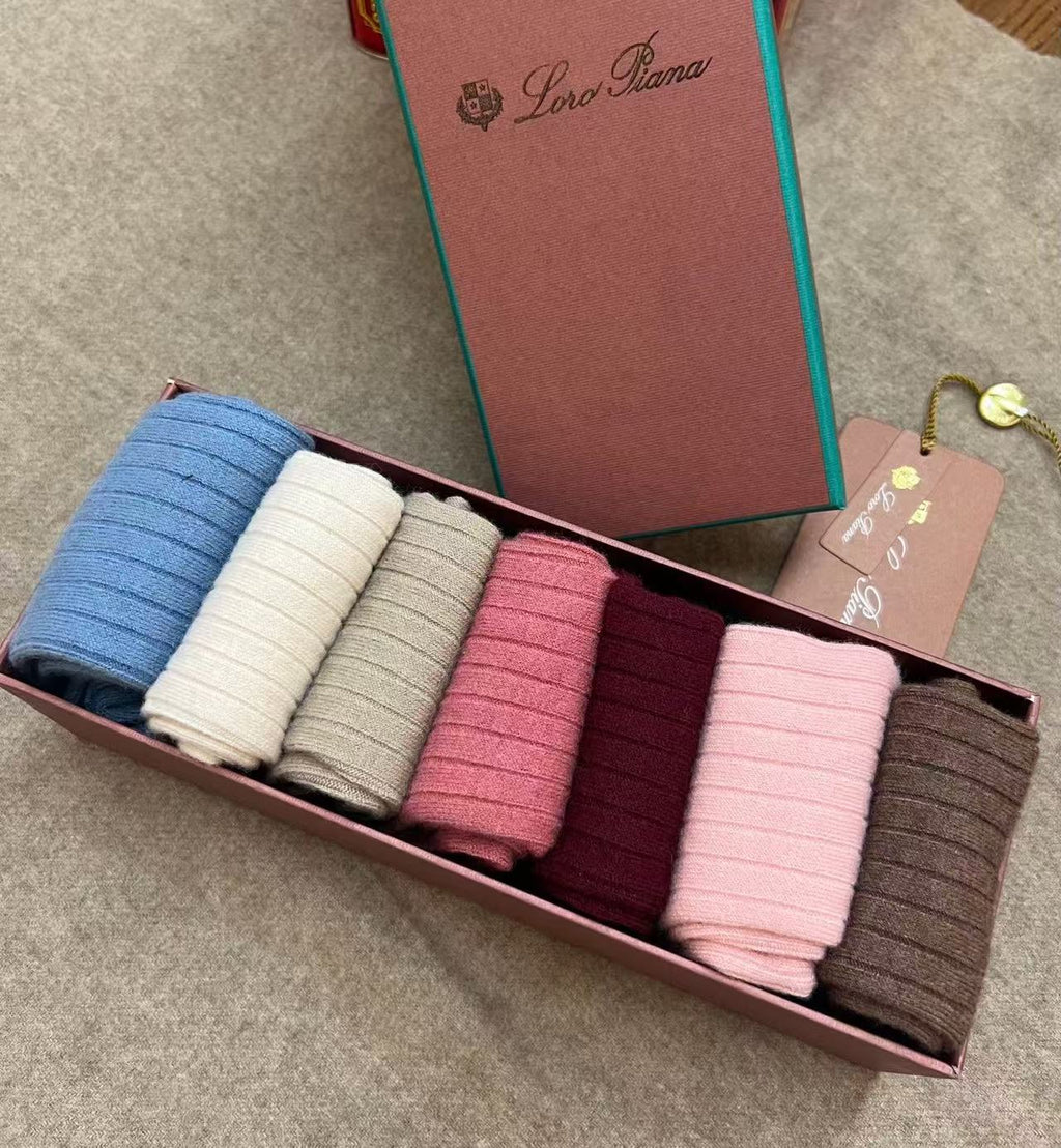 Wide Stripe Cashmere Socks