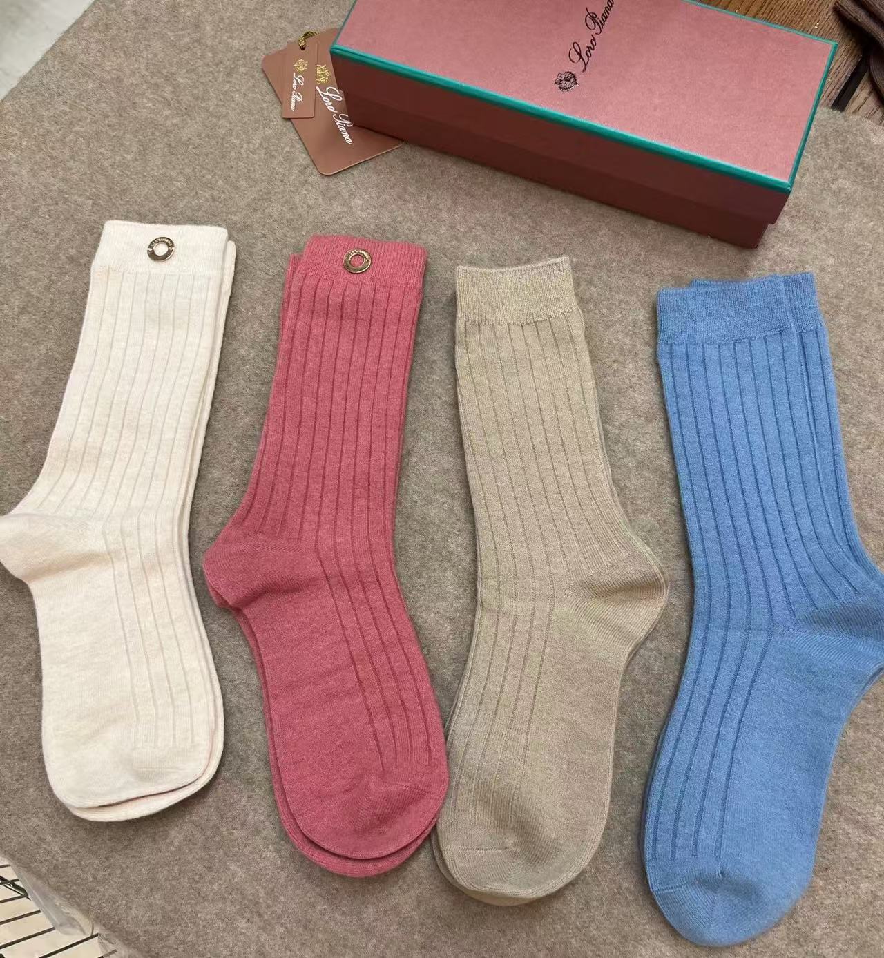 Wide Stripe Cashmere Socks